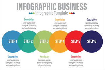 Infographic template for business. Modern Timeline element diagram six 6 steps or six 6 option milestone presentation vector infographic.