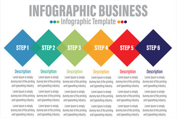 Vector Infographic design with 6 options or 6 steps. process diagram, flow chart, info graph, Infographics for business concept, presentations banner, workflow layout.