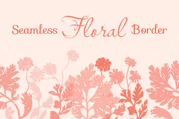 Isolated seamless border with the garden flowers
