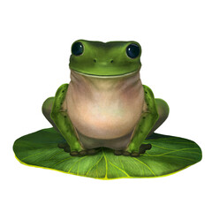 Frog Cartoon Isolated on Lotus Leaf: A Whimsical and Playful Representation of Nature's Beauty