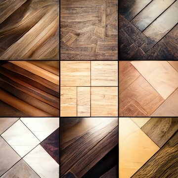 Wooden laminate and parquet boards for the floor in interior design. 
