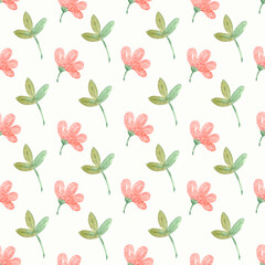 Beautiful watercolor pattern with pink flowers on colorful background for decorative design. Abstract artistic background.Seamless pattern illustration.