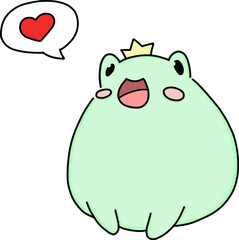 Cute frog. Cartoon character. Children's art. Love and friendship.