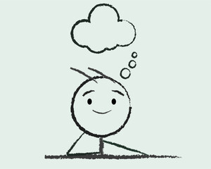 想像する人。思い出、空想、アイデア、天才。ベクターイラスト