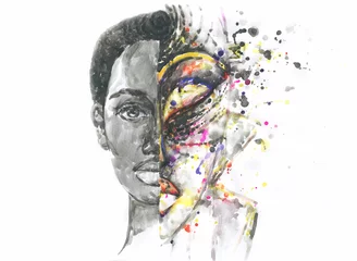 Foto op Plexiglas african american human. illustration. watercolor painting  © Anna Ismagilova
