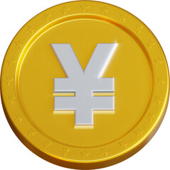 Obraz premium Golden yuan coin 3d render illustration