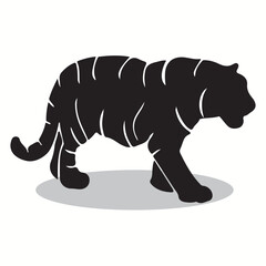 Tiger silhouettes and icons. Black flat color simple elegant Tiger animal vector and illustration.