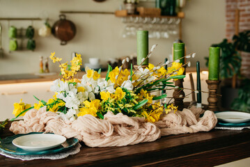 Photo background kitchen with floral decor