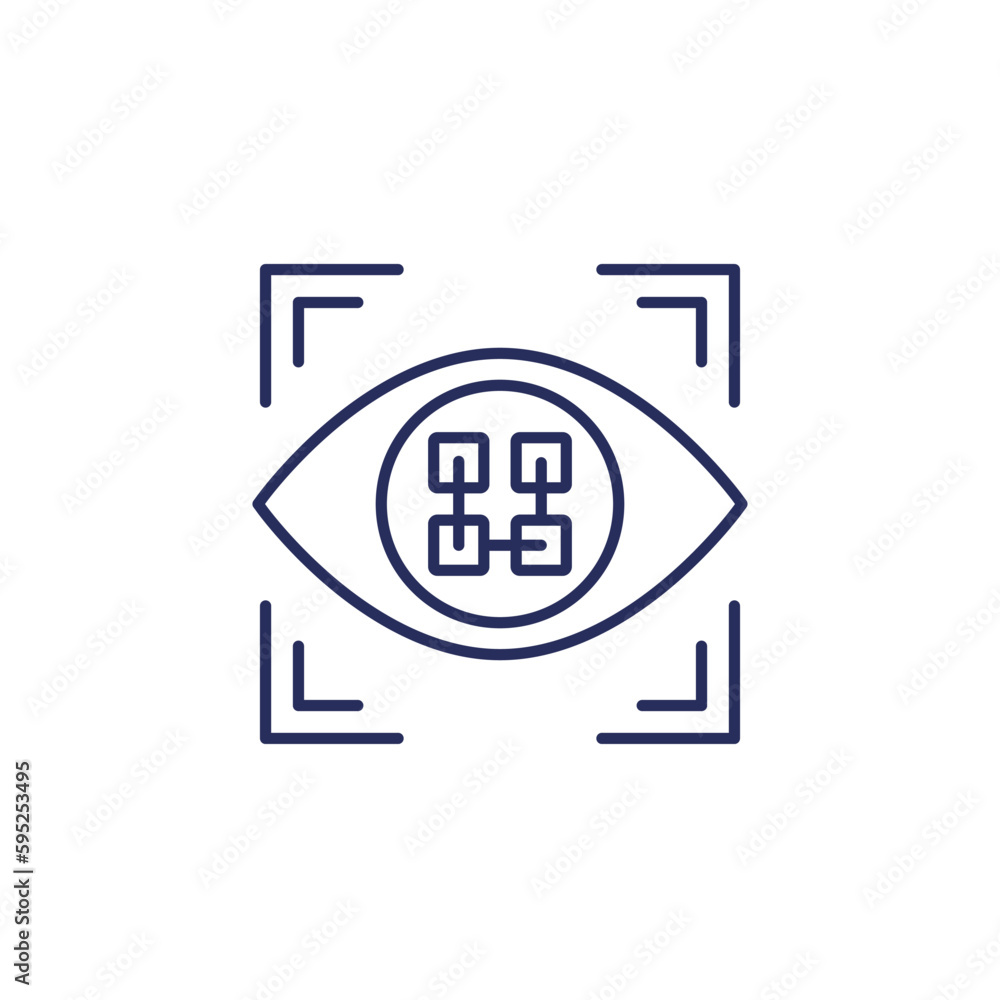 Sticker pattern recognition line icon with an eye