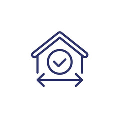 building, house size line icon on white