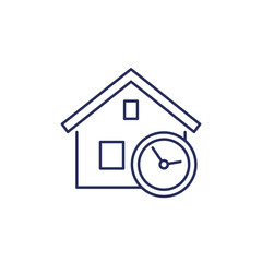 house and time line icon with a clock