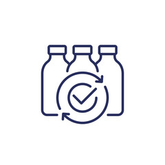 Obraz premium plastic bottles recycling line icon on white