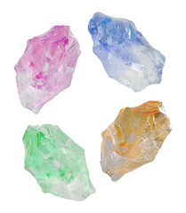 collection of isolated colored quartz