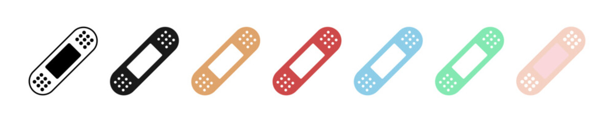 Plaster vector icon. Medical bandage color set. EPS 10