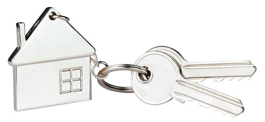 House keys with house shaped keychain, cut out