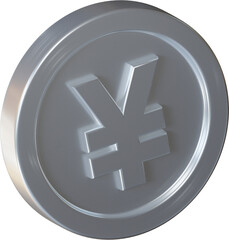 Silver yuan coin 3d render illustration