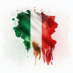 Italian flag in watercolor style by Generative AI - obrazy, fototapety, plakaty