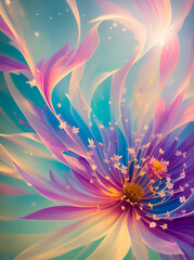 Magic flowers background. AI generated illustration