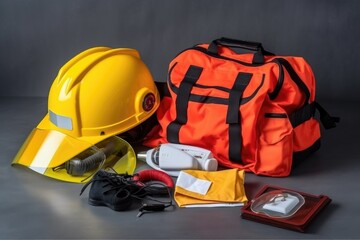 Obraz premium Work safety protection equipment, ai generative