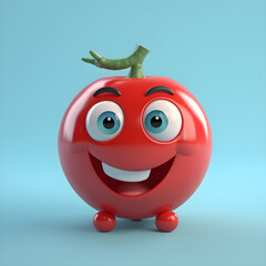 cute smiling tomato, cartoon face. Illustration. Generative ai.