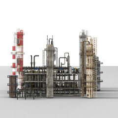 3d rendering of an old rustic oil refining industry