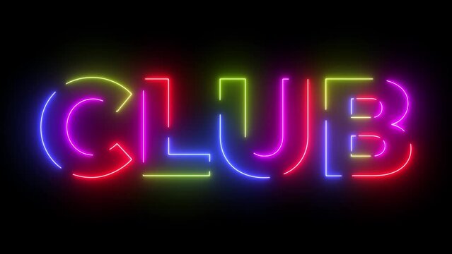 Club colored text. Laser vintage effect. Infinite loopable