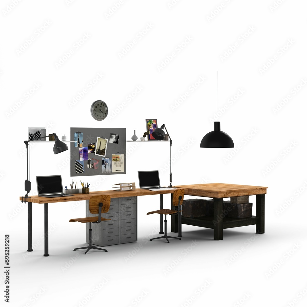 Poster 3d rendering of a modern work environment
