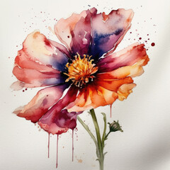 Watercolor painting of a flower. Generative AI