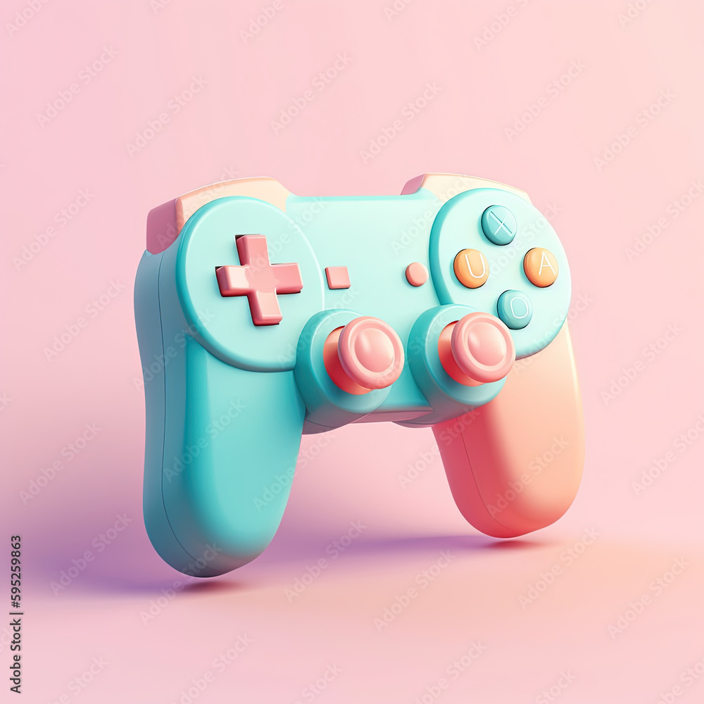 Wall mural game controller concept 3d illustration. generative ai.