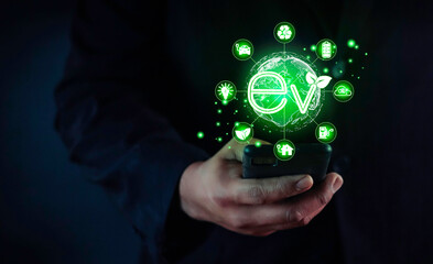 Business working with reduce CO2 concept with icons, global warming such as reforest green factory...