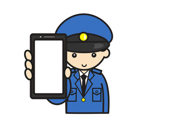 スマホを持つ警察官