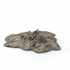 Pile of small rocks and dirt on a white background, 3D rendered