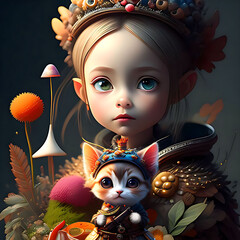 子猫と女の子 kitten and girl