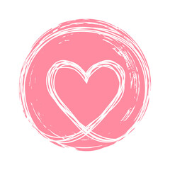 Heart in circle hand drawn tangled grungy scribble png