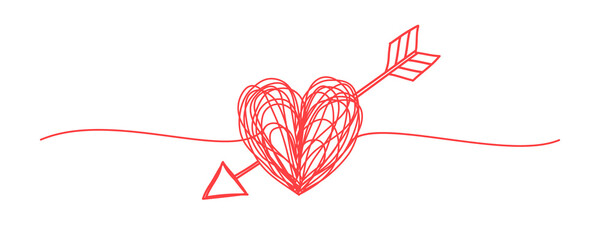 Heart and arrow tangled banner scribble png clipart