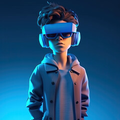 Metaverse technology concept, 3d avatar using virtual reality headset. Generative AI. - obrazy, fototapety, plakaty