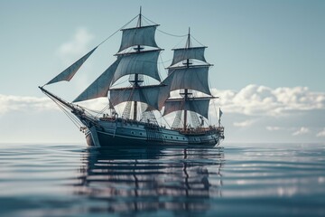 Fototapeta na wymiar Adorable illustrated sailing vessel. Generative AI