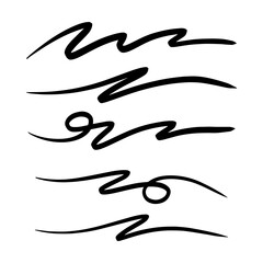 strokes, underlines, highlighter marker strokes, wave brush marks.