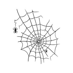 Obraz premium Spider web cobweb vector icon doodle.