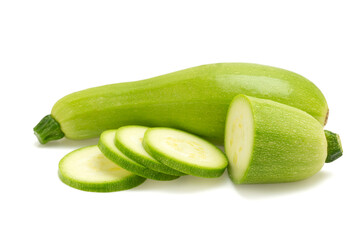 courgette on white background.