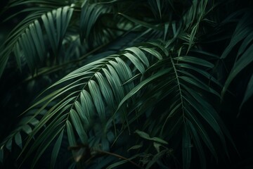 Obraz na płótnie Canvas Palm leaf green wall. Generative AI