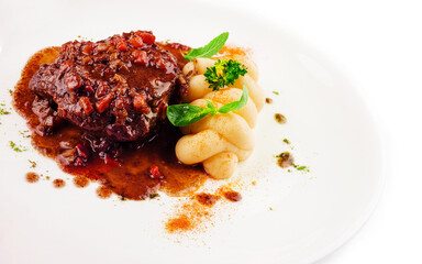 Beef medallion steak with mashed potato