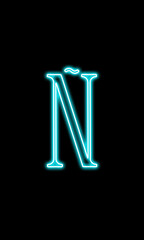 Ñ LETTER NEON CURSIVE LETTER ILLUSTRATION FRO GRAPHICS RECURSES. 