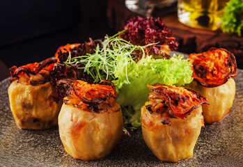 Peppers stuffed with rice and beef with spices