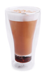 Glass of coffee macchiato with cream foam