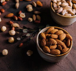 Top view of different nuts mix