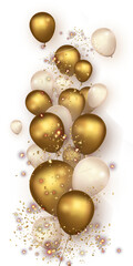 Golden and Cream color Vector Balloons Decoration in the concept of Happy Birthday and Celebration isolated on transparent background