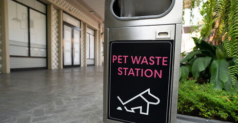Pet waste station. Pet waste cleanup. Bin for dog owner cleanup dog excrement. Dog poop container....