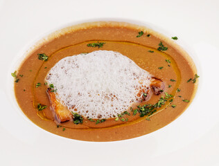 Wild mushroom italian cream soup close up