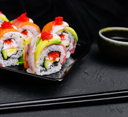 sushi rolls of red tuna with salmon
